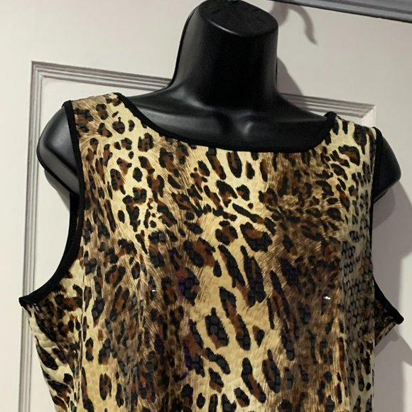 ADRESSING WOMAN ANIMAL PRINT SEQUIN CAMISOLE AND MATCHING JACKET SIZE L - Picture 4 of 16